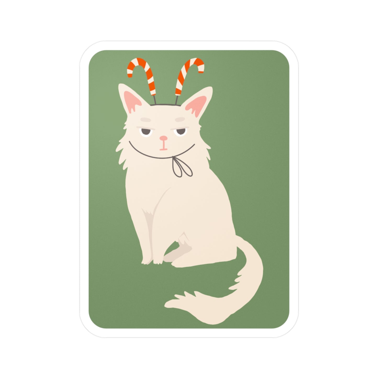 Cat Wearing Candy Cane Antlers | Christmas Cat Sticker