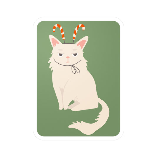 Cat Wearing Candy Cane Antlers | Christmas Cat Sticker