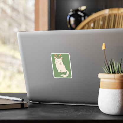 Cat Wearing Candy Cane Antlers | Christmas Cat Sticker